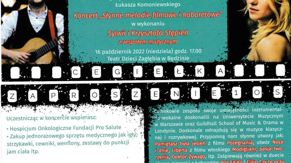 Zaproszenie na koncert charytatywny w 2022 roku.